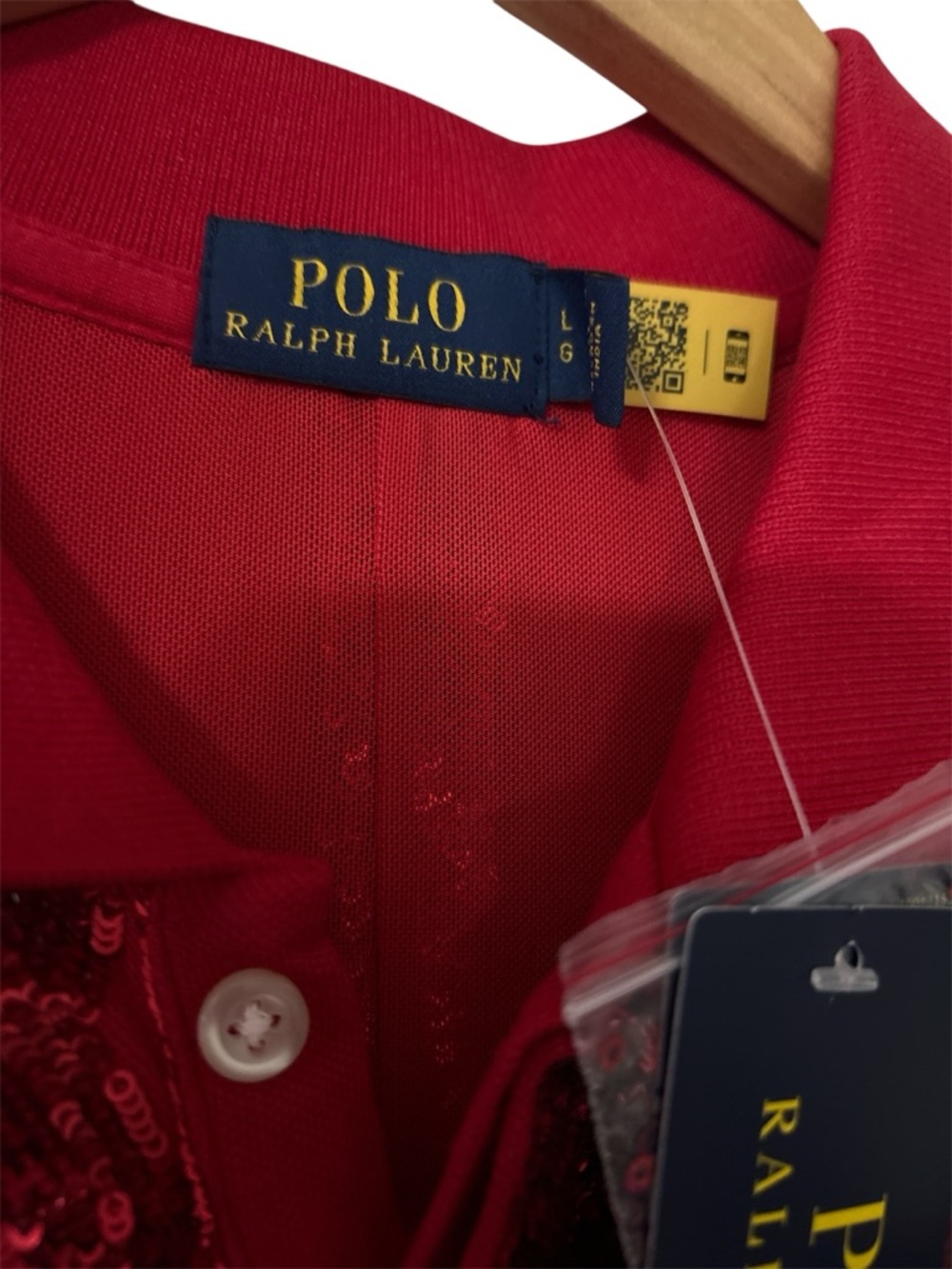 RARE - Polo Ralph Lauren Red Sequined Polo Cocktail Dress Sz Large NWT - Picture 15 of 17